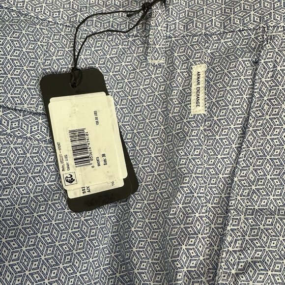 Armani Exchange A|X Men's Size 38 Blue Geometric Print 9" Inseam Chino Shorts - Picture 7 of 8
